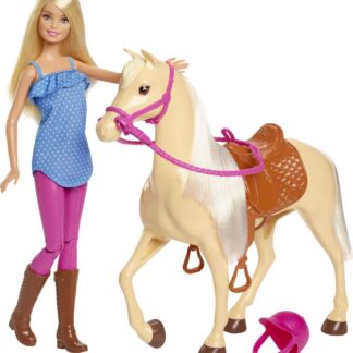 Barbie Playet with Blonde Fashion Doll in Riding Outfit & Light
