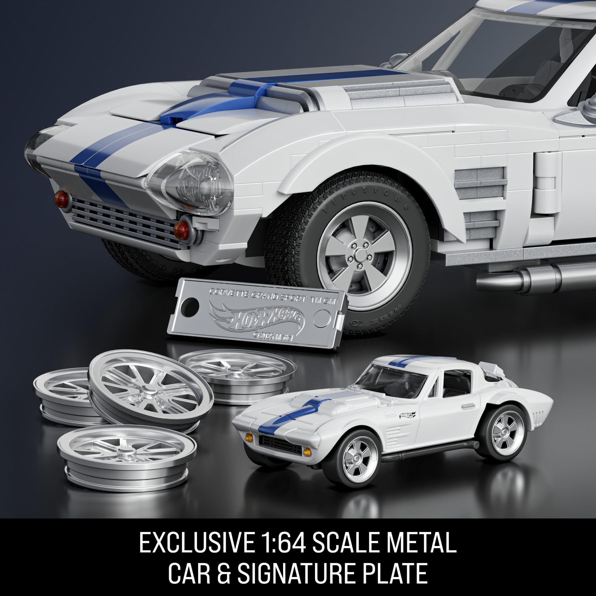 Mattel Brick Shop Hot Wheels Corvette Grand Sport Building Toy Kit - Image 5