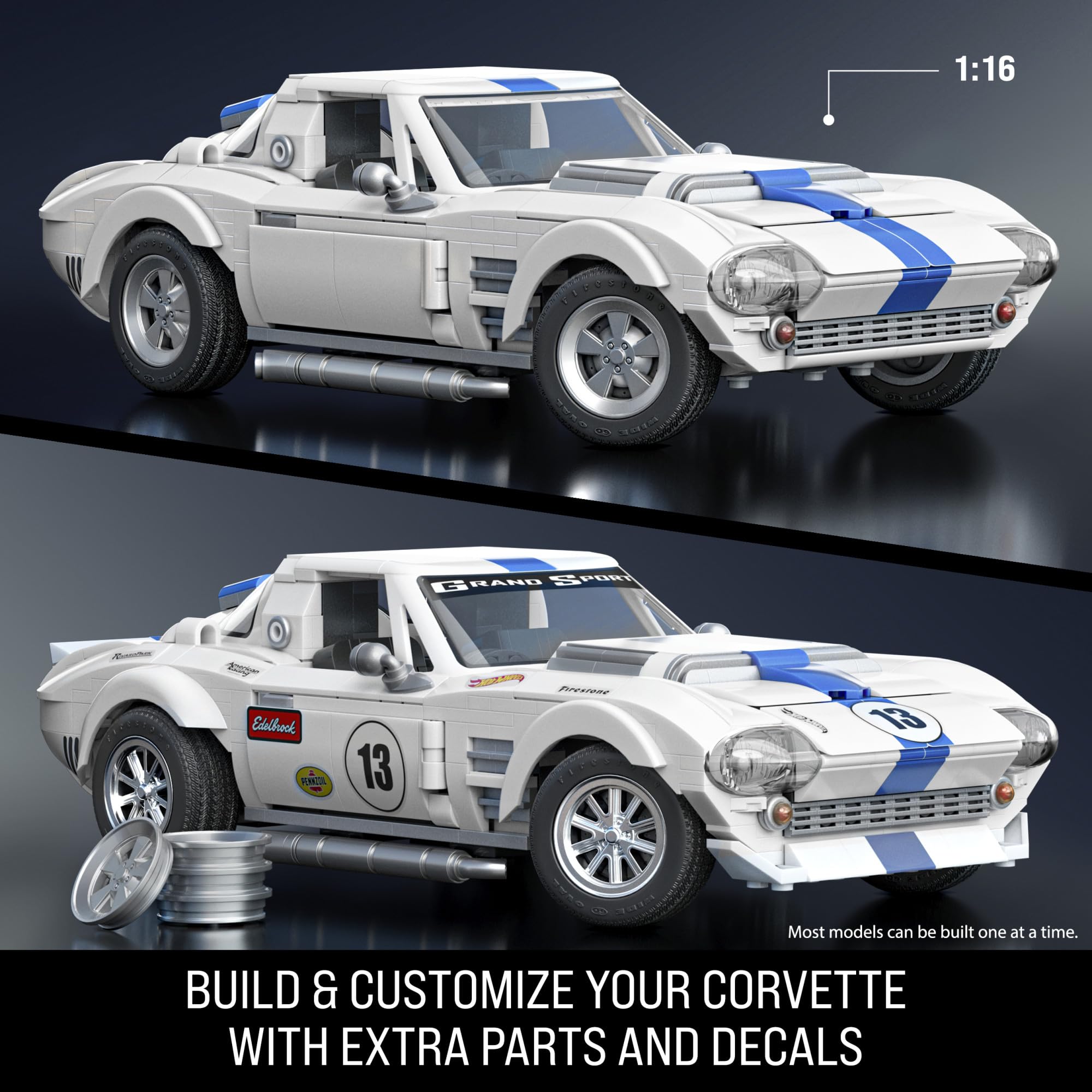 Mattel Brick Shop Hot Wheels Corvette Grand Sport Building Toy Kit - Image 3