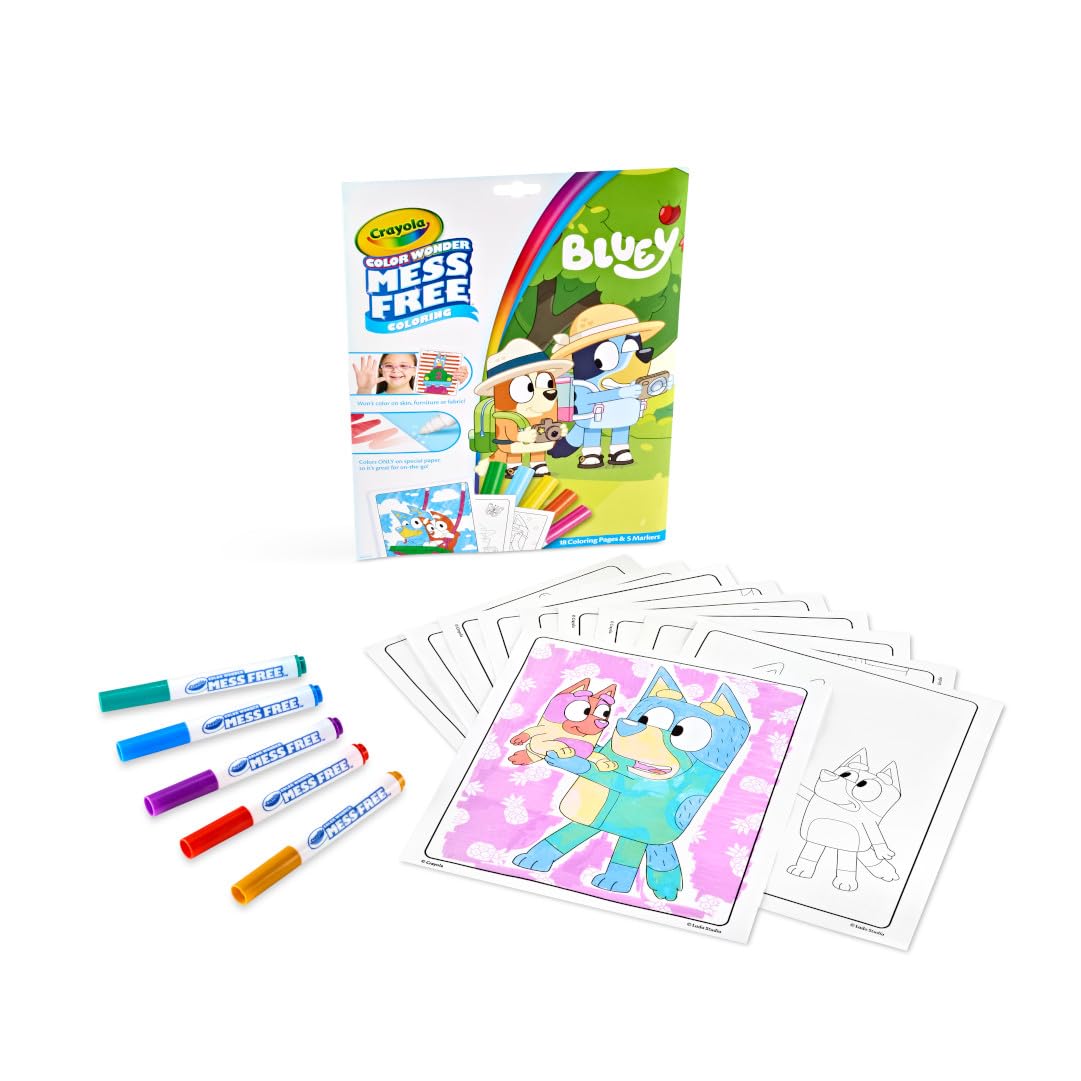 CRAYOLA Bluey Colour Wonder Colouring Set, 18 Colouring Pages, Mess Free Colouring for Toddlers, Toys & Gifts for Kids - Image 2