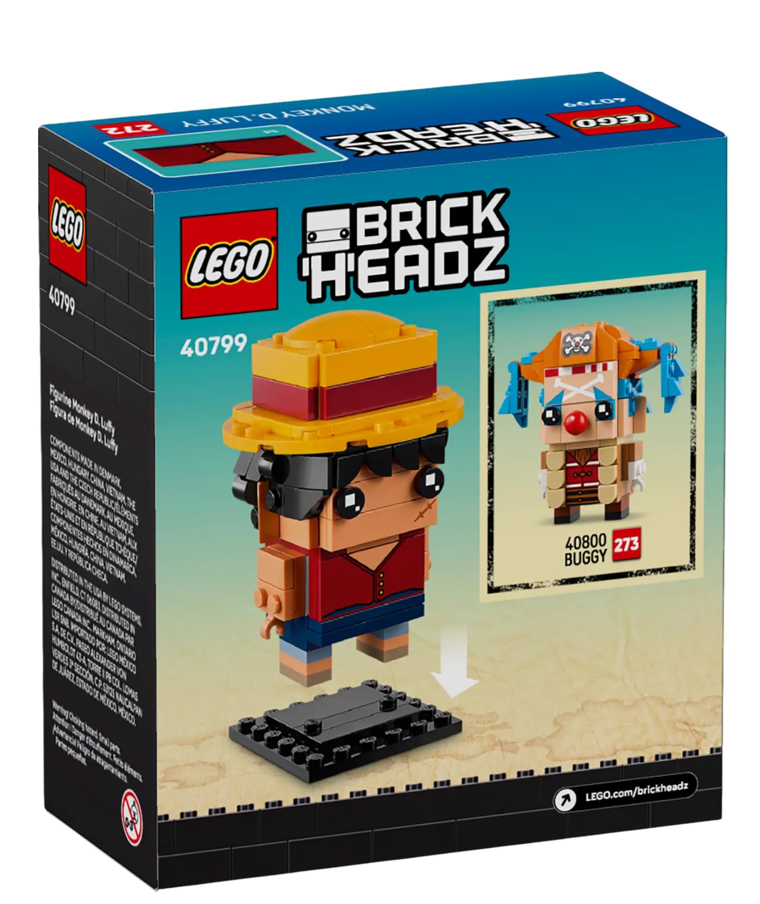 LEGO BrickHeadz One Piece Monkey D. Luffy Figure, Building Toy Set 40799, 136 Pieces, Ages 10+, Netflix Series Collectible - Image 4