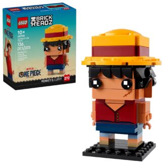 LEGO BrickHeadz One Piece Monkey D. Luffy Figure, Building Toy Set 40799, 136 Pieces, Ages 10+, Netflix Series Collectible