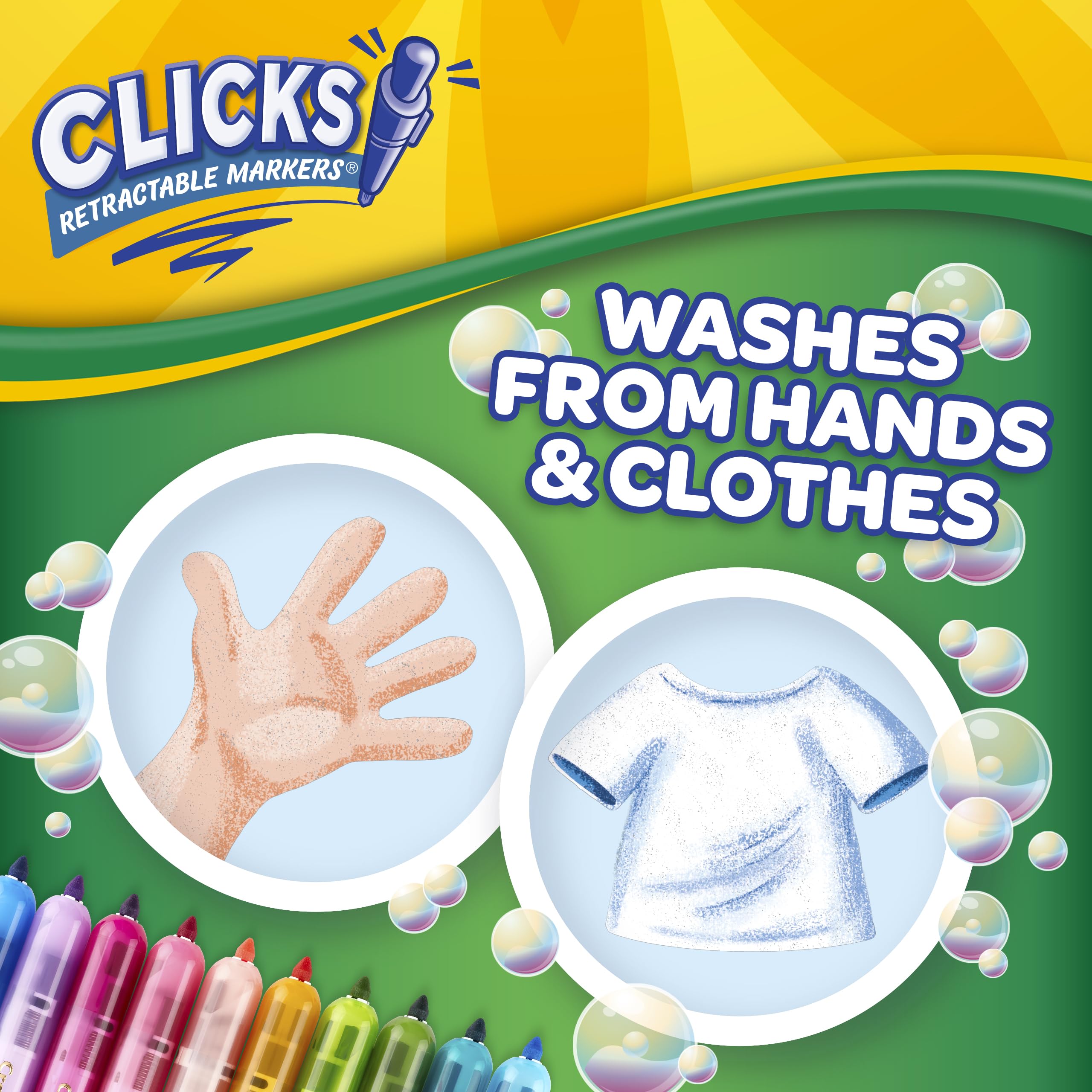 CRAYOLA Clicks 10 Washable Retractable Capless Colouring Pens Classic - Image 4