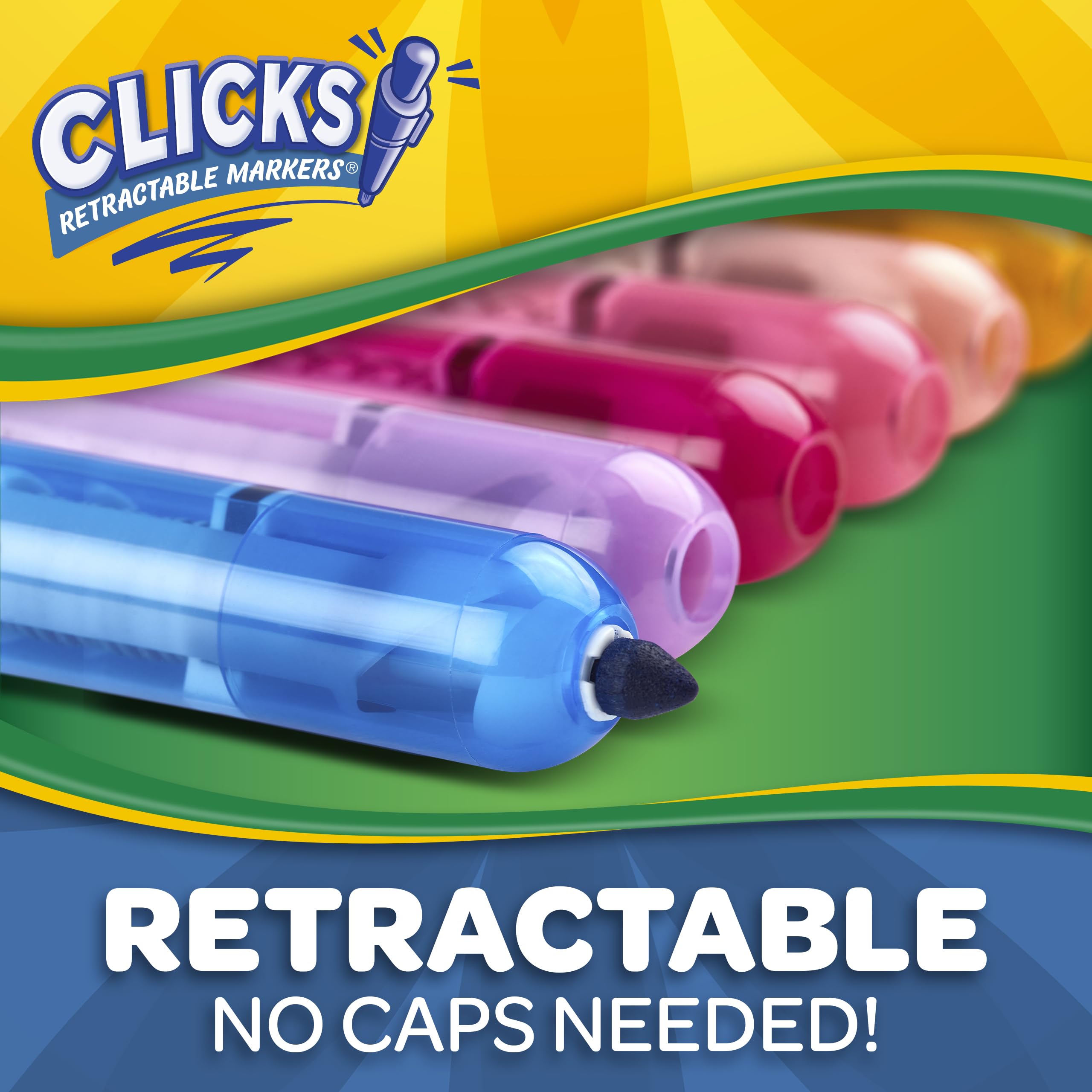 CRAYOLA Clicks 10 Washable Retractable Capless Colouring Pens Classic - Image 3