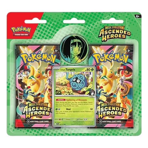 Pokemon TCG: Mega Evolution: Ascended Heroes: 2-Pack Blister (2 Booster Packs, Promo Card & Coin) (Erika's Tangela)
