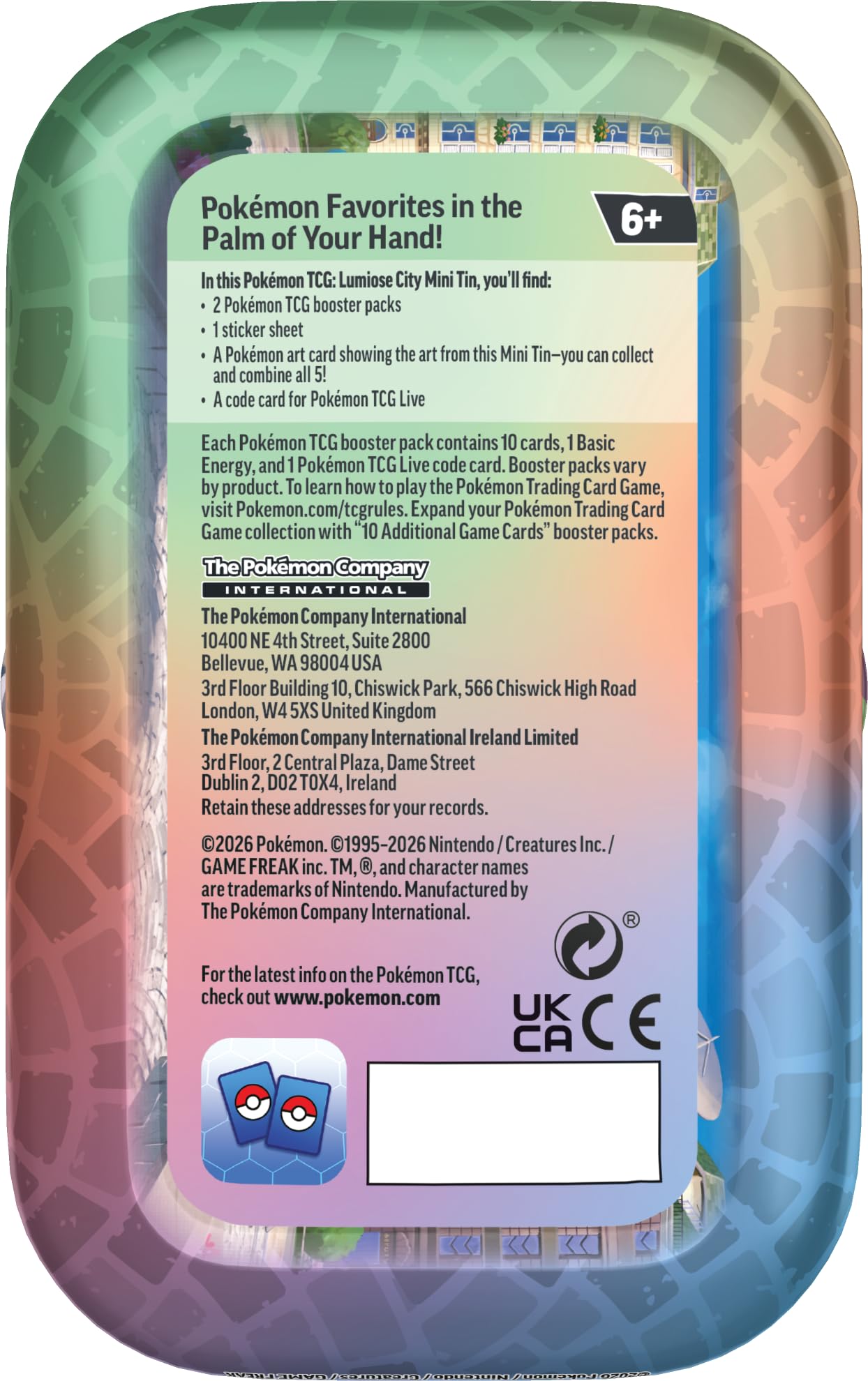 Pokémon TCG: Lumiose City Mini Tin: Emboar & Inkay (2 booster packs, 1 art card and 1 sticker sheet) - Image 2
