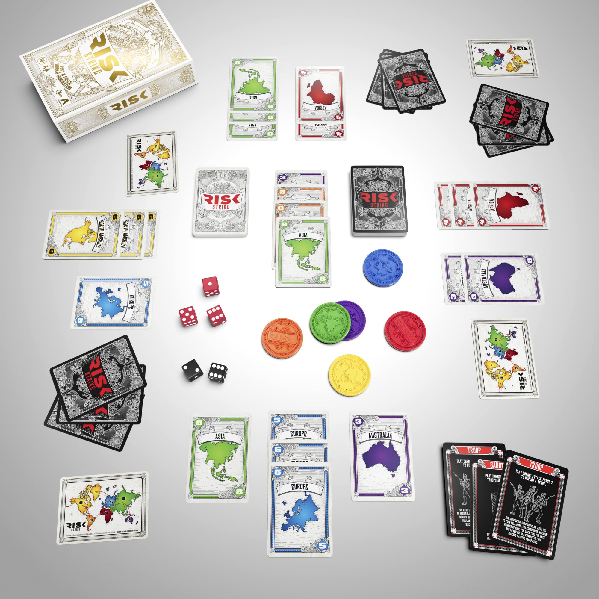 Hasbro Gaming Risk Strike Cards and Dice Game, Quick-Playing Strategy Card Game for 2-5 Players, 20 Min. Average, Family Games, Party Games - Image 3